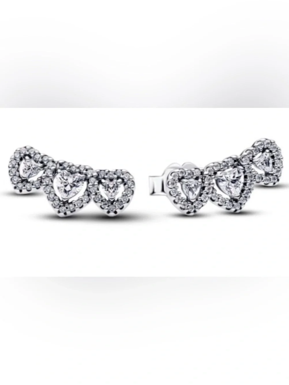 Halo Heart Trilogy Stud Elegant Sterling Silver Heart Earrings